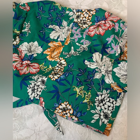 AIDAN MATTOX CROP BLOUSE TEAL FLORAL SIZE 8😍 - Picture 5 of 9